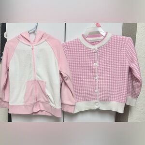 Wonder Nation Pink and White Kids Hoodie and Cardigan Set